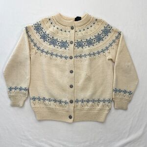 Dale of Norway Wool Cardigan Sweater Knit Nordic Fair Isle Womens Medium 42